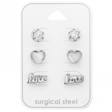 3x pairs Infinite Love set - 316L Surgical Grade Stainless Steel Steel Jewellery Sets A4S45416