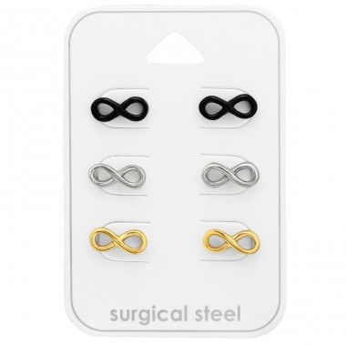 3x pairs Infinity - 316L Surgical Grade Stainless Steel Steel Jewellery Sets A4S45419