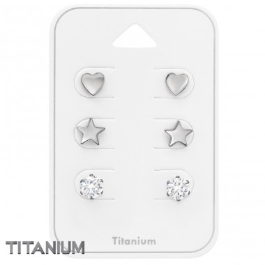 Sparkling Heart And Star - Titanium Steel Jewellery Sets A4S45427