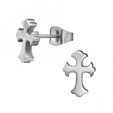 Christian Cross - 316L Surgical Grade Stainless Steel Steel Ear Studs A4S1810