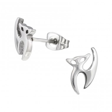 Cat - 316L Surgical Grade Stainless Steel Steel Ear Studs A4S30183