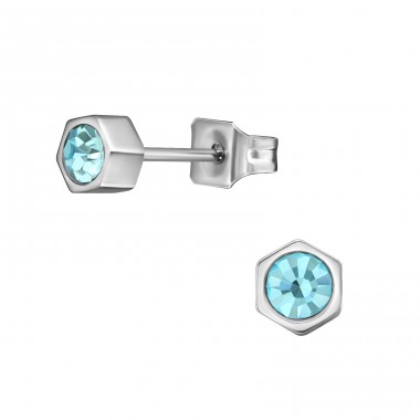 Hexagonal - 316L Surgical Grade Stainless Steel Steel Ear Studs A4S31645