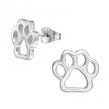 Paw Print - 316L Surgical Grade Stainless Steel Steel Ear Studs A4S44806