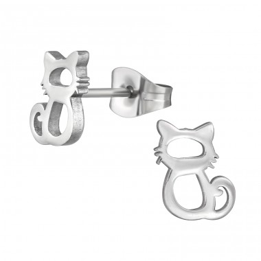 Cat sign - 316L Surgical Grade Stainless Steel Steel Ear Studs A4S44821