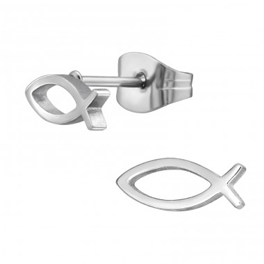 Fish sign - 316L Surgical Grade Stainless Steel Steel Ear Studs A4S44825