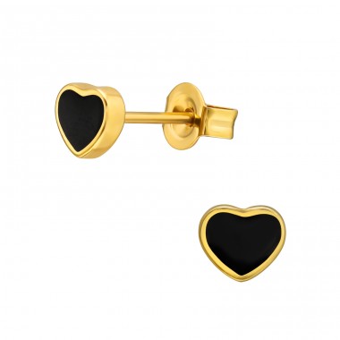 Golden Heart - 316L Surgical Grade Stainless Steel Steel Ear Studs A4S45529