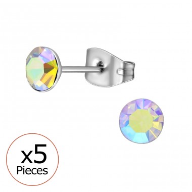 5mm Round X5 - 316L Surgical Grade Stainless Steel Steel Ear Studs A4S45732