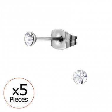 3mm Round crystal stud - 316L Surgical Grade Stainless Steel Steel Ear Studs A4S45767