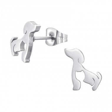 Steel Dog with cat shape - 316L Surgical Grade Stainless Steel Steel Ear Studs A4S45926