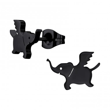 Black Flying Elephant - 316L Surgical Grade Stainless Steel Steel Ear Studs A4S45935