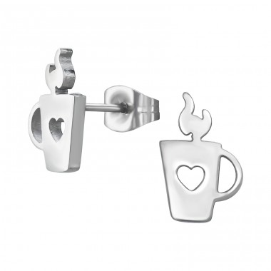 Steel Hot Coffee Cup - 316L Surgical Grade Stainless Steel Steel Ear Studs A4S45936