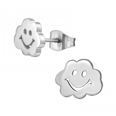 Smiley Cloud - 316L Surgical Grade Stainless Steel Steel Ear Studs A4S46332