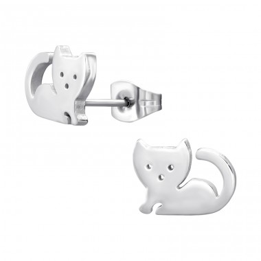 Cat - 316L Surgical Grade Stainless Steel Steel Ear Studs A4S46334