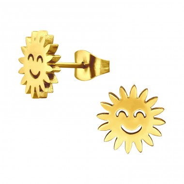 Smiley Sun - 316L Surgical Grade Stainless Steel Steel Ear Studs A4S46343