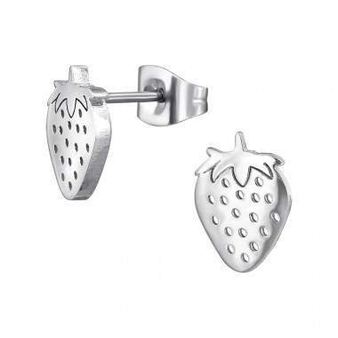 Steel Strawberry - 316L Surgical Grade Stainless Steel Steel Ear Studs A4S46733