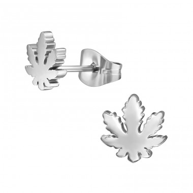 Cannabis Leaf - 316L Surgical Grade Stainless Steel Steel Ear Studs A4S46734