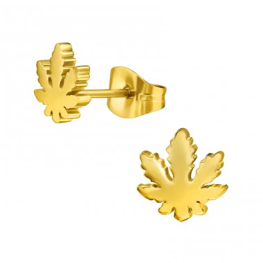 Cannabis Leaf - 316L Surgical Grade Stainless Steel Steel Ear Studs A4S46735