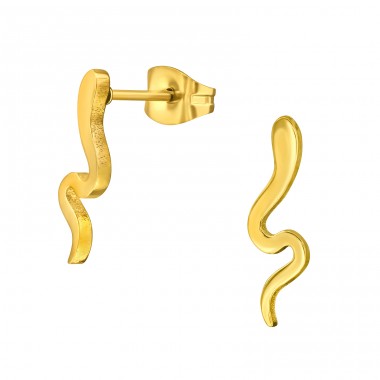 Golden Snake - 316L Surgical Grade Stainless Steel Steel Ear Studs A4S46739