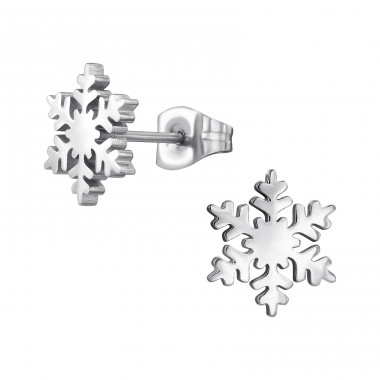 Steel Snowflake - 316L Surgical Grade Stainless Steel Steel Ear Studs A4S46743