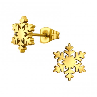 Golden Snowflake - 316L Surgical Grade Stainless Steel Steel Ear Studs A4S46744