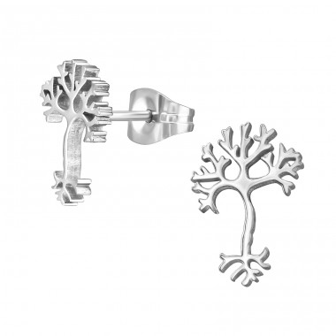 Tree Of Life with roots - 316L Surgical Grade Stainless Steel Steel Ear Studs A4S46749