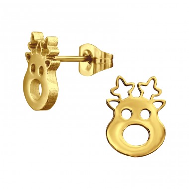 Golden Reindeer - 316L Surgical Grade Stainless Steel Steel Ear Studs A4S46758