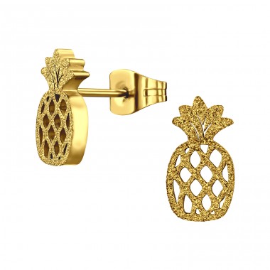 Goldene  Ananas - Chirurgischer 316L-Edelstahl Stahl-Ohrstecker A4S46760