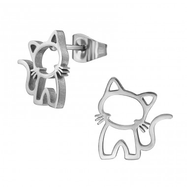 Katze - Chirurgischer 316L-Edelstahl Stahl-Ohrstecker A4S47927