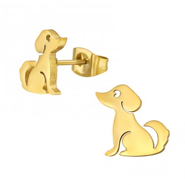 Goldener Hund - Chirurgischer 316L-Edelstahl Stahl-Ohrstecker A4S47931