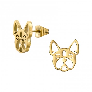 Goldener Origami-Hund - Chirurgischer 316L-Edelstahl Stahl-Ohrstecker A4S47933