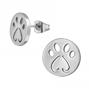 Paw Print - 316L Surgical Grade Stainless Steel Steel Ear Studs A4S47934