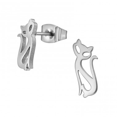 Cat - 316L Surgical Grade Stainless Steel Steel Ear Studs A4S47936