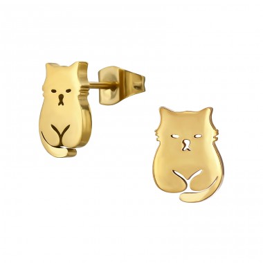 Goldene Katze - Chirurgischer 316L-Edelstahl Stahl-Ohrstecker A4S47939