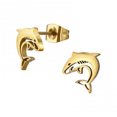 Golden Shark - 316L Surgical Grade Stainless Steel Steel Ear Studs A4S47941