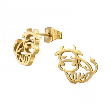 Golden Cow - 316L Surgical Grade Stainless Steel Steel Ear Studs A4S47943