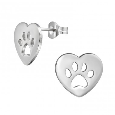 Dog Paw - 316L Surgical Grade Stainless Steel Steel Ear Studs A4S48135