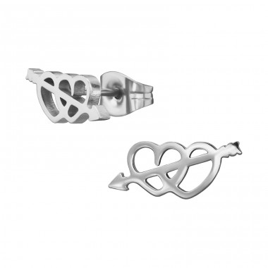 Heart And Arrow - 316L Surgical Grade Stainless Steel Steel Ear Studs A4S48156