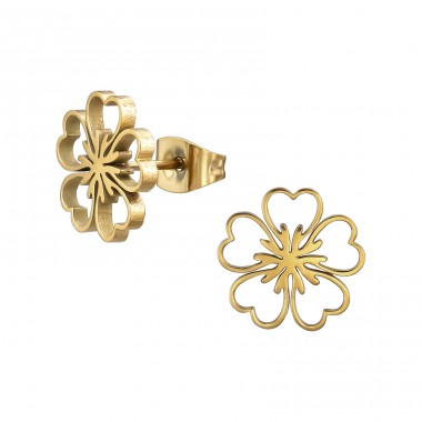 Flower - 925 Sterling Silver Steel Ear Studs A4S48169