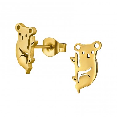 Goldene Koala - Chirurgischer 316L-Edelstahl Stahl-Ohrstecker A4S48267