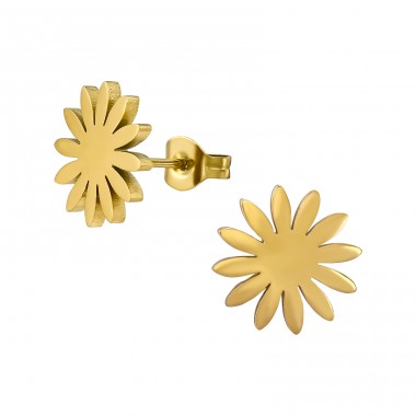 Golden Petal Of Flower  - 316L Surgical Grade Stainless Steel Steel Ear Studs A4S48273