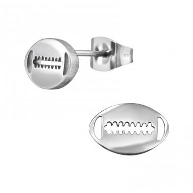 Rugby Ball - 316L Surgical Grade Stainless Steel Steel Ear Studs A4S48282