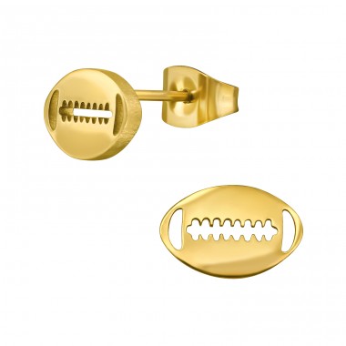 Rugby Ball - 316L Surgical Grade Stainless Steel Steel Ear Studs A4S48283