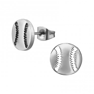 Baseball Ball - 316L Surgical Grade Stainless Steel Steel Ear Studs A4S48284