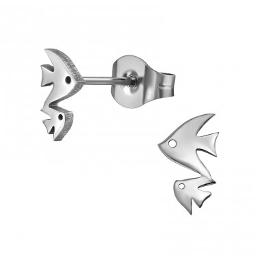 Fish - 316L Surgical Grade Stainless Steel Steel Ear Studs A4S48459