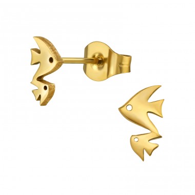 Goldener Fisch - Chirurgischer 316L-Edelstahl Stahl-Ohrstecker A4S48460