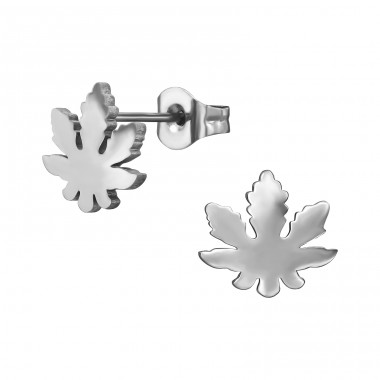 Cannabis Leaf - 316L Surgical Grade Stainless Steel Steel Ear Studs A4S48469