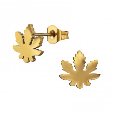 Cannabis Leaf - 316L Surgical Grade Stainless Steel Steel Ear Studs A4S48470