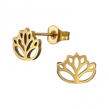 Golden Lotus - 316L Surgical Grade Stainless Steel Steel Ear Studs A4S48475