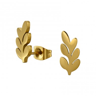 Golden Leaf - 316L Surgical Grade Stainless Steel Steel Ear Studs A4S48599