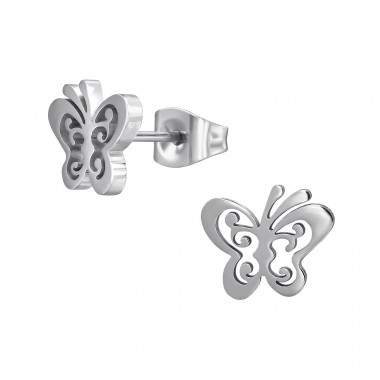 Butterfly - 316L Surgical Grade Stainless Steel Steel Ear Studs A4S48600